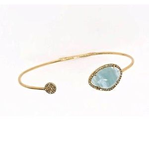Neiman Marcus Gold Aquamarine Cuff Bracelet